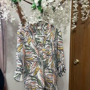 Zac & Rachel Multicolor Leaf Print Blouse